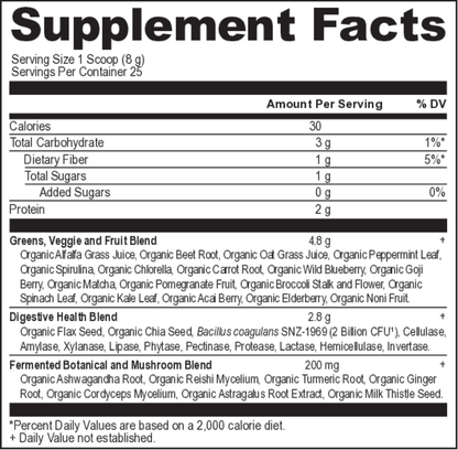 Organic SuperGreens Powder 200gr - Ancient Nutrition