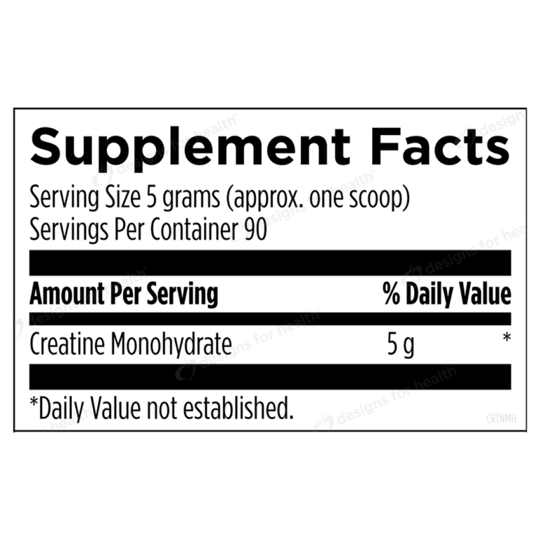 Tabla nutricional (Supplement Facts) de Creatine Monohydrate Powder