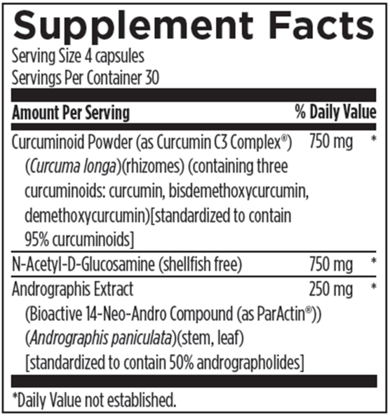 Tabla nutricional (Supplement Facts) de ImmunoMod-A