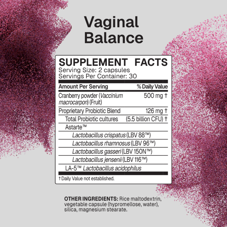 Tabla nutricional (Supplement Facts) de Vaginal Balance